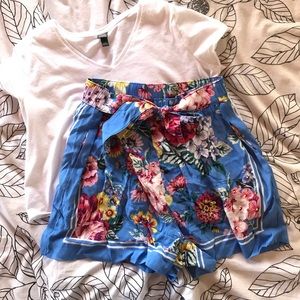 Anthropologie High Waist Floral Pull On shorts